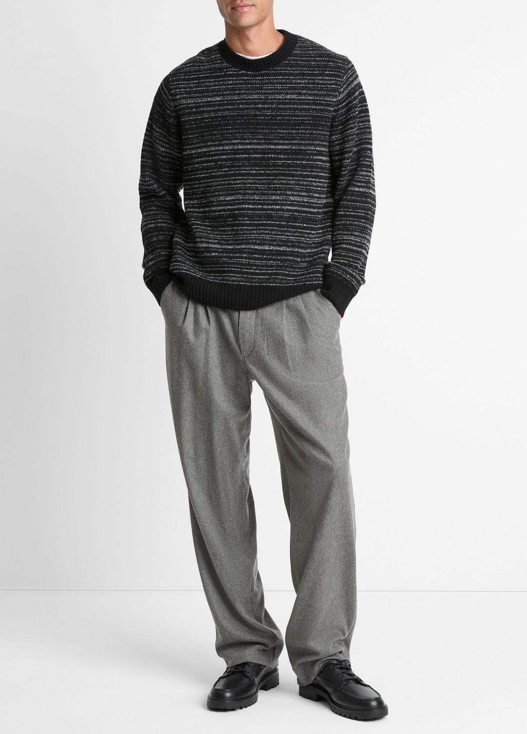VINCE New - Marled Stripe Merino Wool-Blend Sweater in Crew Neck