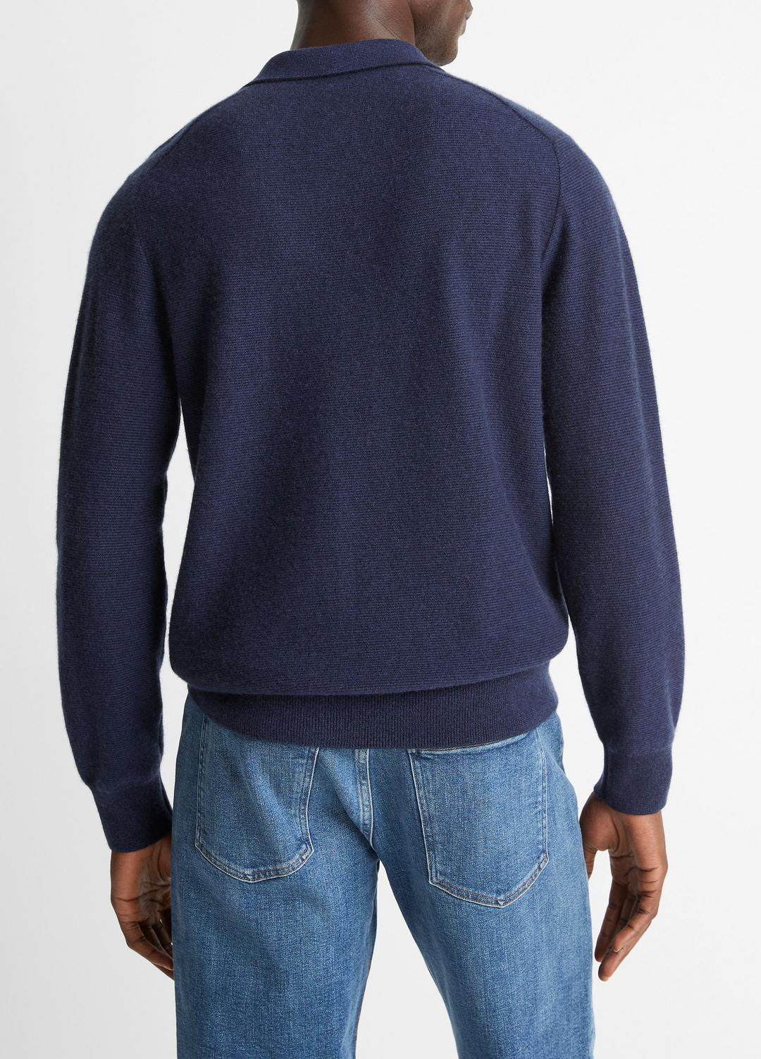 VINCE Best Seller - Feed Stripe Plush Cashmere Johnny-Collar Sweater in Cashmere