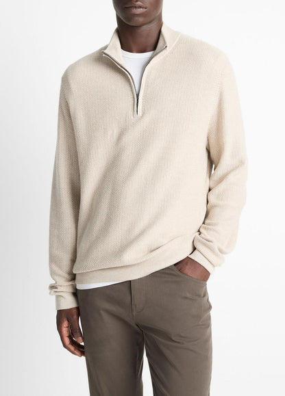 VINCE Value - Geo-Jacquard Wool-Blend Quarter-Zip Sweater in Quarter Zip