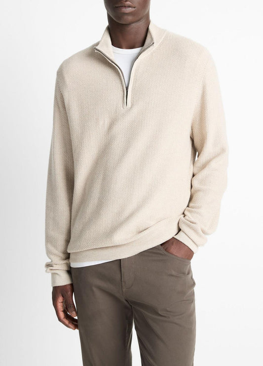 VINCE Value - Geo-Jacquard Wool-Blend Quarter-Zip Sweater in Quarter Zip