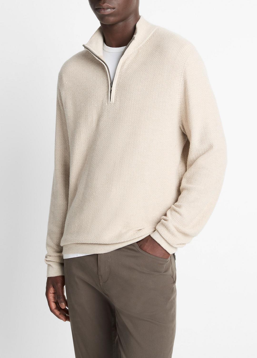 VINCE Value - Geo-Jacquard Wool-Blend Quarter-Zip Sweater in Quarter Zip