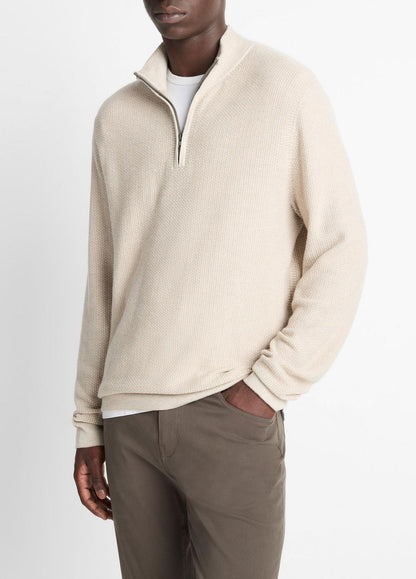VINCE Value - Geo-Jacquard Wool-Blend Quarter-Zip Sweater in Quarter Zip