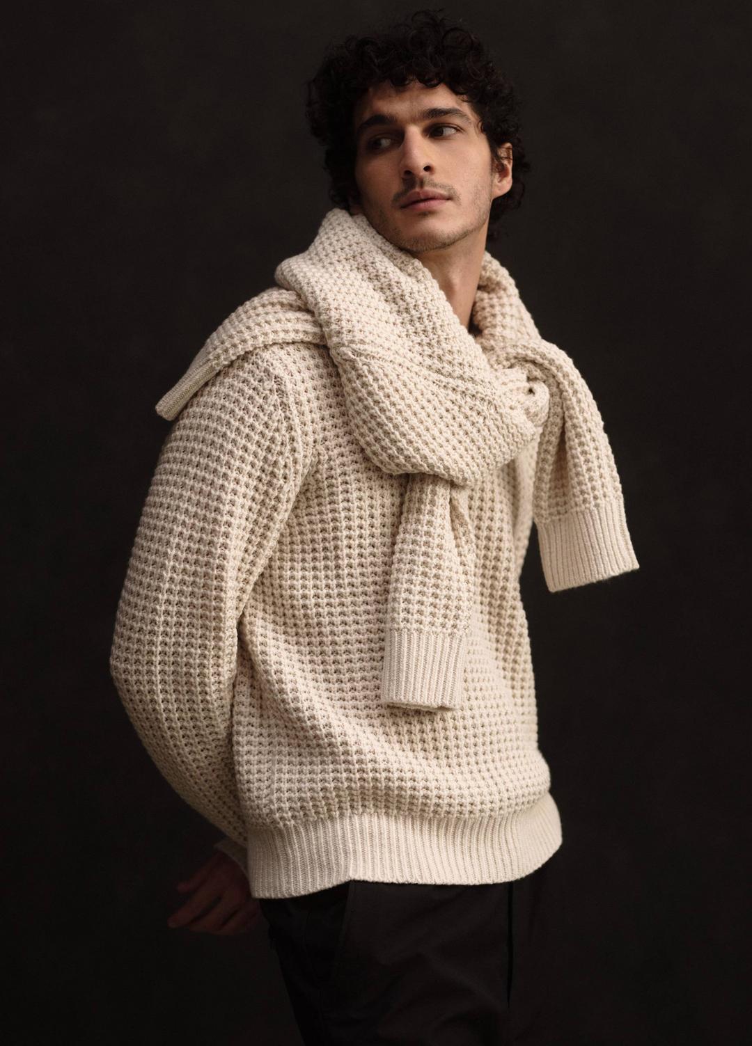 VINCE Popular - Macro-Waffle Crew Neck Sweater in Crew Neck