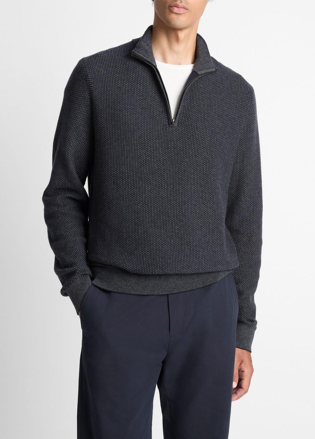 VINCE Classic - Geo-Jacquard Wool-Blend Quarter-Zip Sweater in Quarter Zip