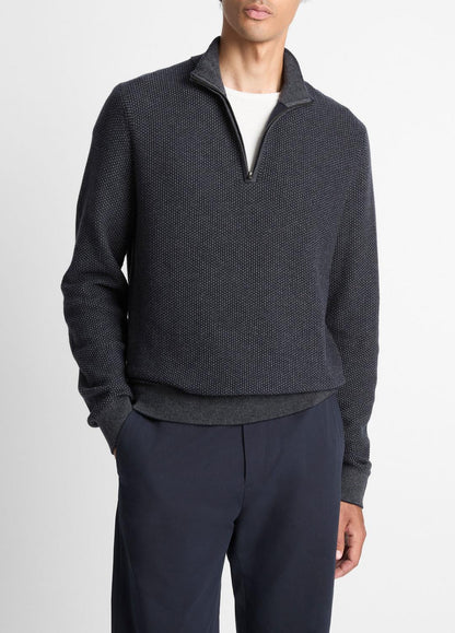VINCE Classic - Geo-Jacquard Wool-Blend Quarter-Zip Sweater in Quarter Zip