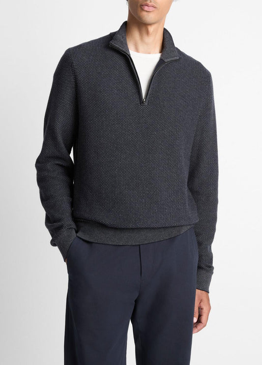 VINCE Classic - Geo-Jacquard Wool-Blend Quarter-Zip Sweater in Quarter Zip