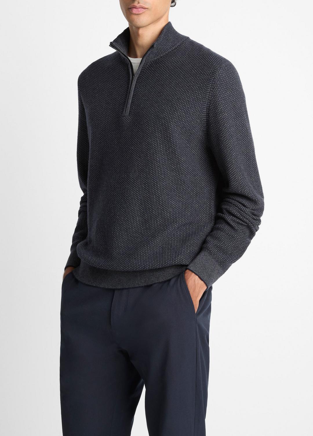 VINCE Classic - Geo-Jacquard Wool-Blend Quarter-Zip Sweater in Quarter Zip