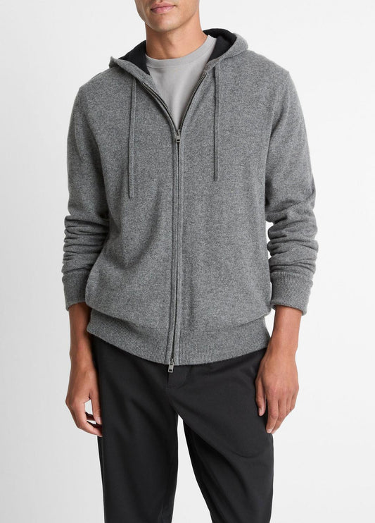VINCE Classic - Cashmere Zip-Front Hoodie in Cashmere