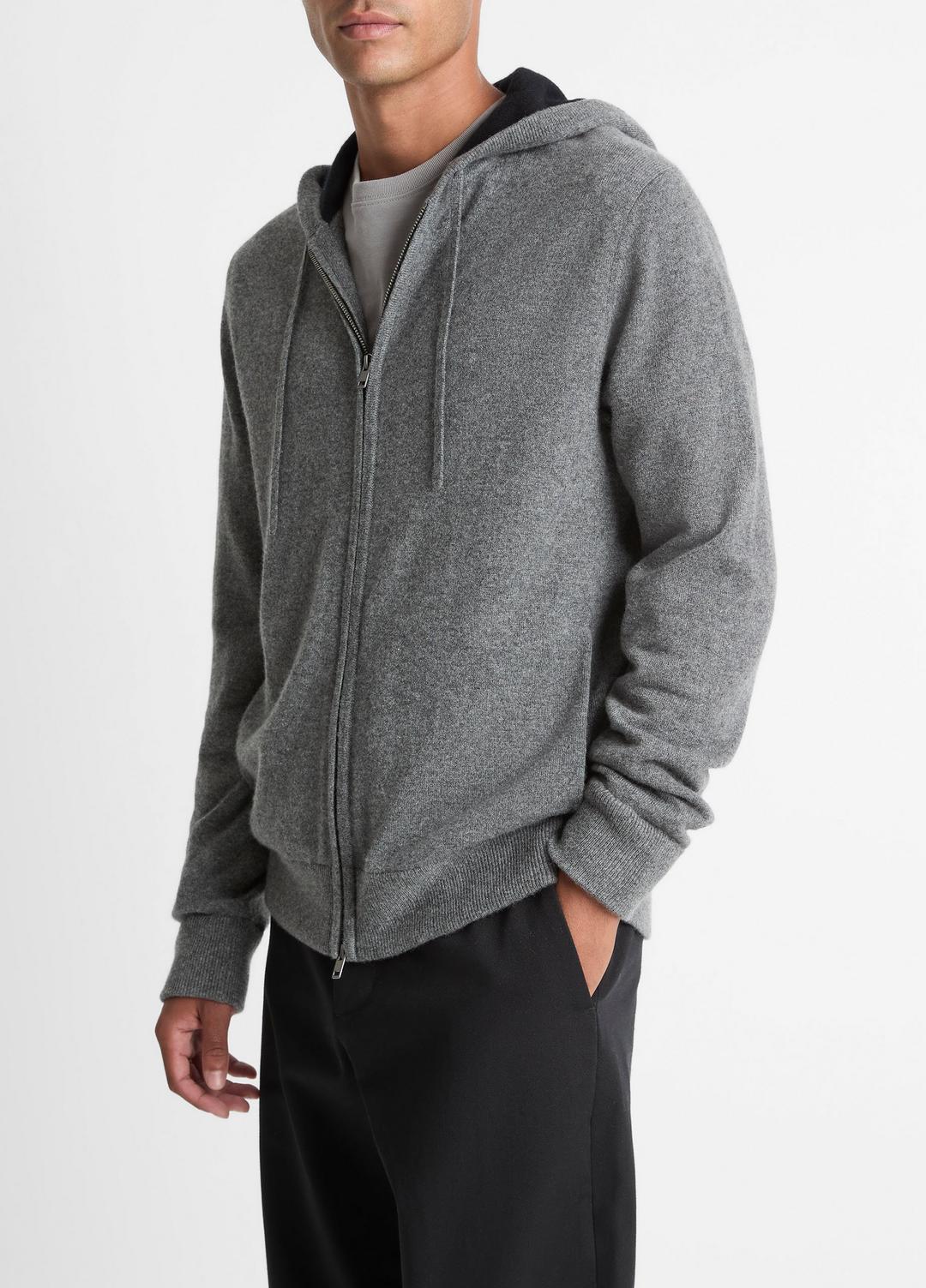 VINCE Classic - Cashmere Zip-Front Hoodie in Cashmere