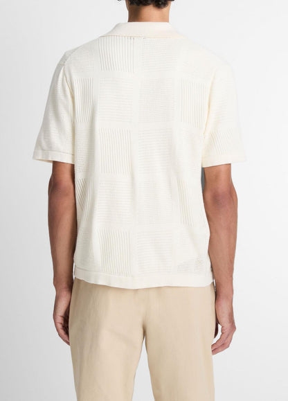 VINCE Exclusive - Patchwork Pointelle Short-Sleeve Shirt in Short Sleeve
