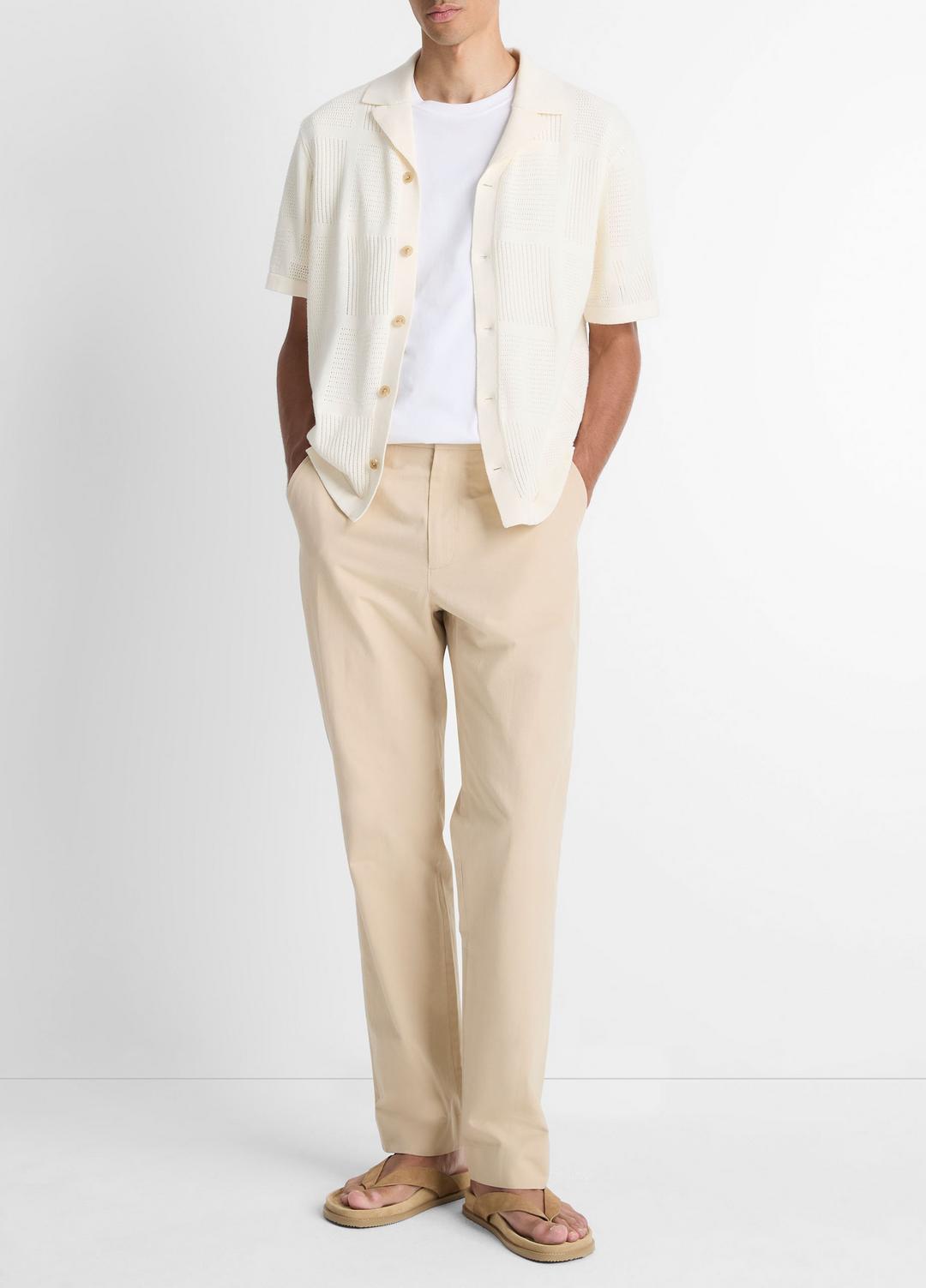 VINCE Exclusive - Patchwork Pointelle Short-Sleeve Shirt in Short Sleeve
