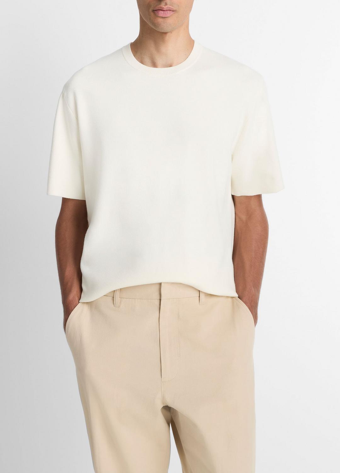 VINCE Essential - Milano Short-Sleeve Crew Neck Sweater in Crew Neck