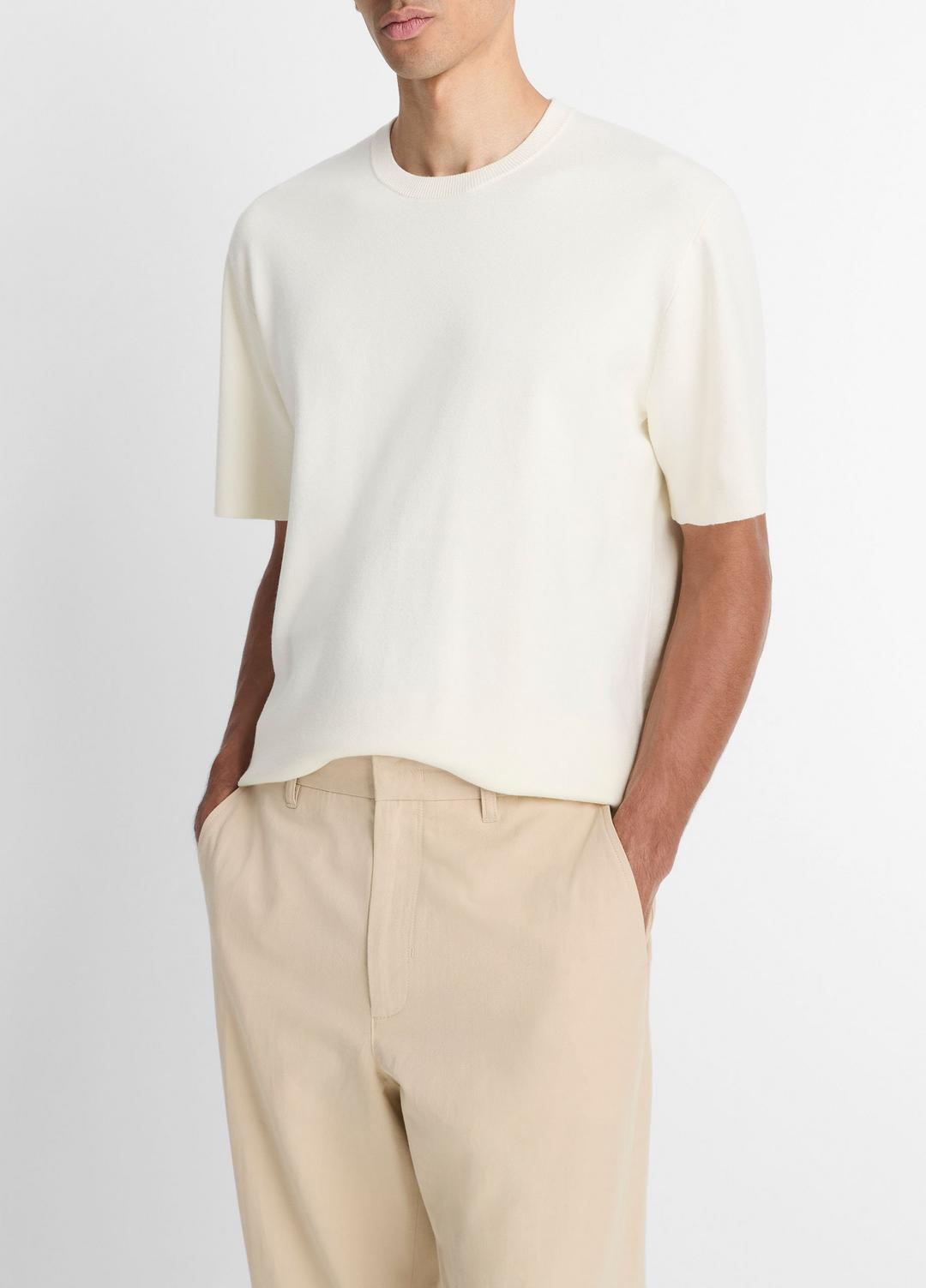 VINCE Essential - Milano Short-Sleeve Crew Neck Sweater in Crew Neck