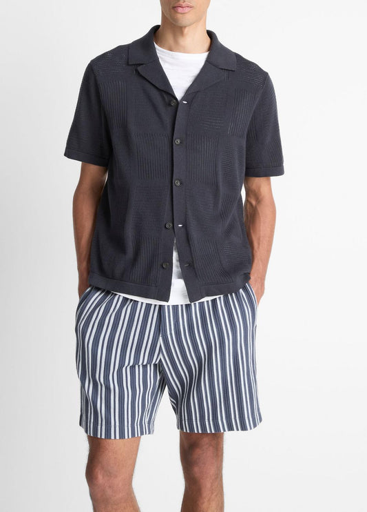 VINCE Latest - Patchwork Pointelle Short-Sleeve Shirt in Short Sleeve