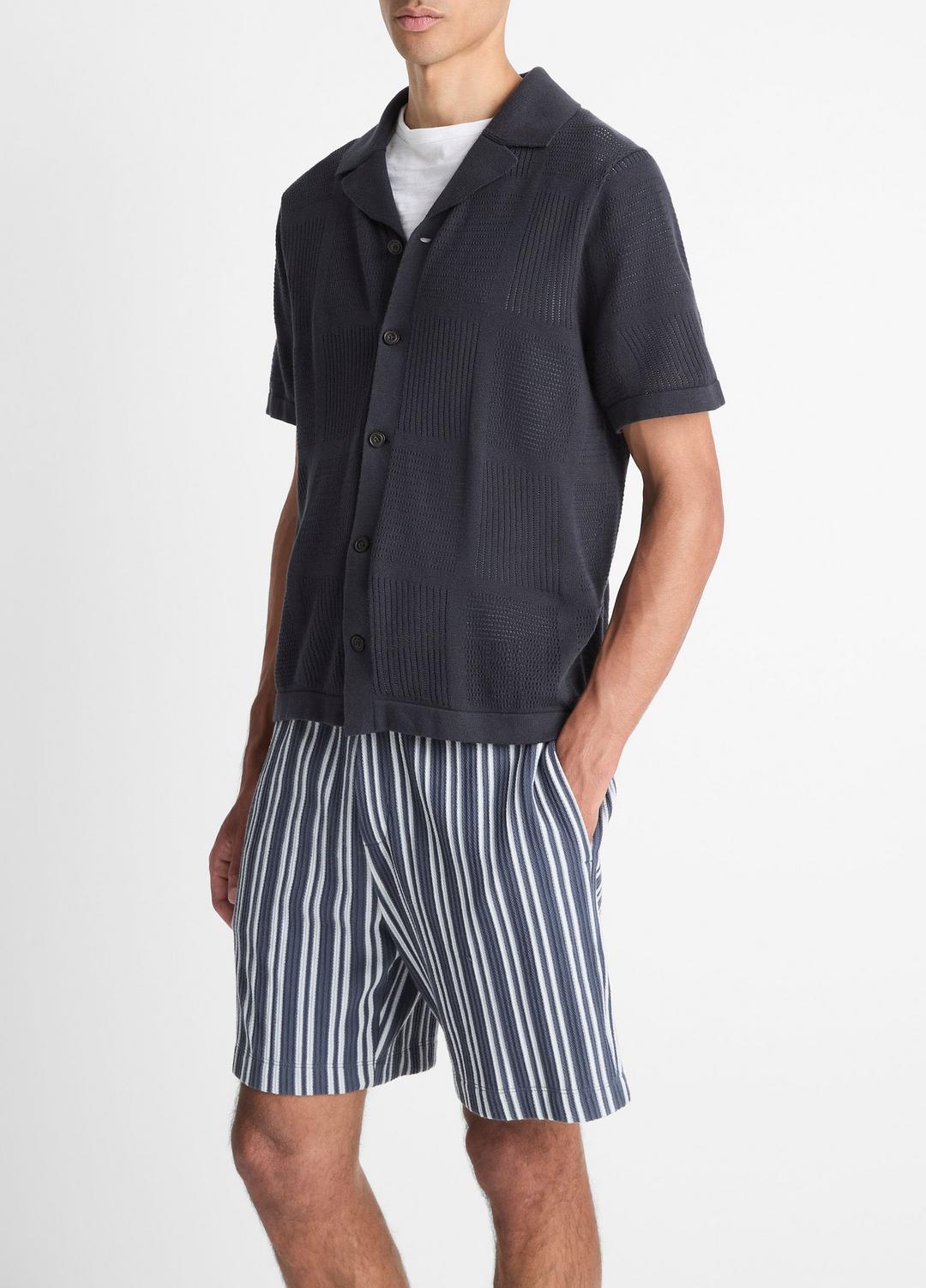 VINCE Latest - Patchwork Pointelle Short-Sleeve Shirt in Short Sleeve