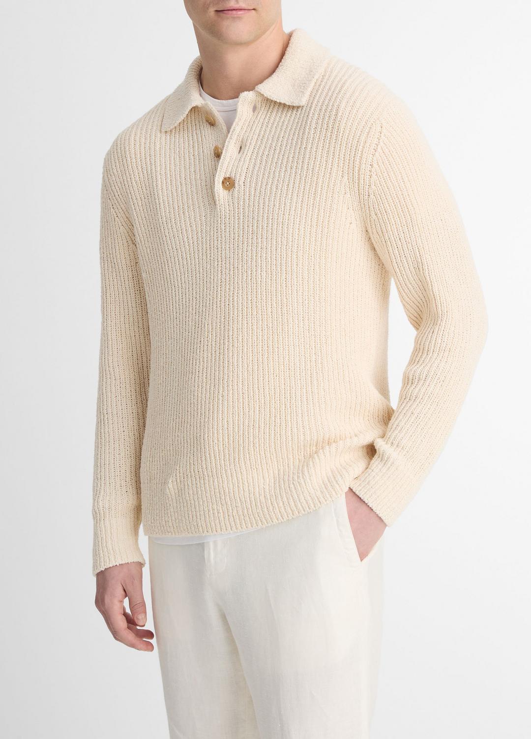 VINCE Exclusive - Shaker Italian Cotton-Blend Polo Sweater in Sweaters