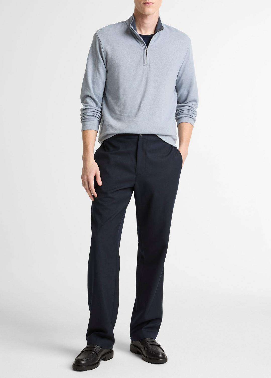 VINCE Popular - Double-Face Cotton-Blend Quarter-Zip Pullover in Quarter Zip