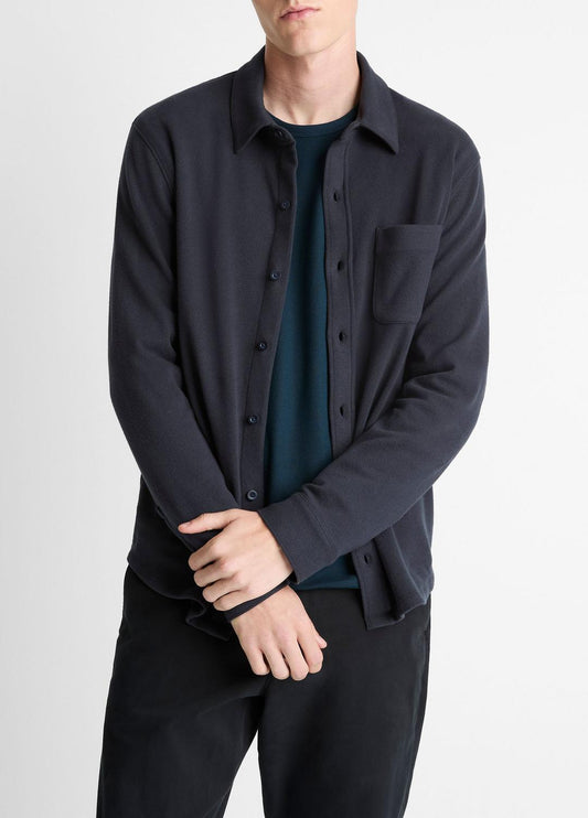 VINCE Everyday - Knit Cotton-Blend Button-Front Shirt in Long Sleeve