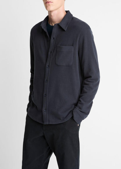 VINCE Everyday - Knit Cotton-Blend Button-Front Shirt in Long Sleeve