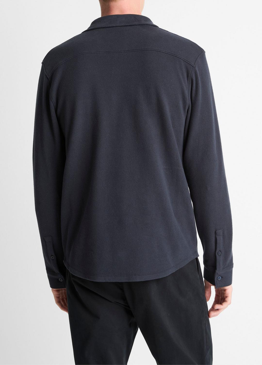 VINCE Everyday - Knit Cotton-Blend Button-Front Shirt in Long Sleeve