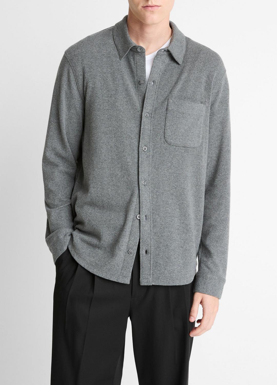 VINCE Latest - Knit Cotton-Blend Button-Front Shirt in Long Sleeve