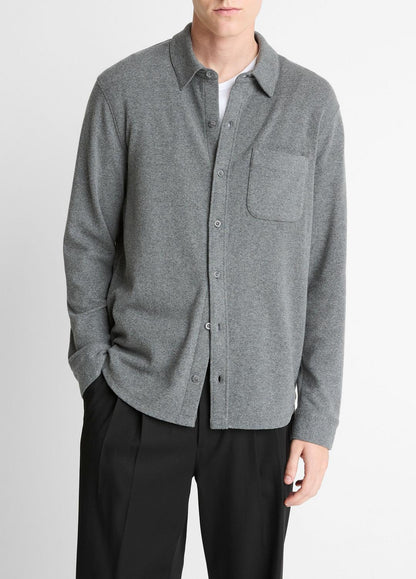 VINCE Latest - Knit Cotton-Blend Button-Front Shirt in Long Sleeve