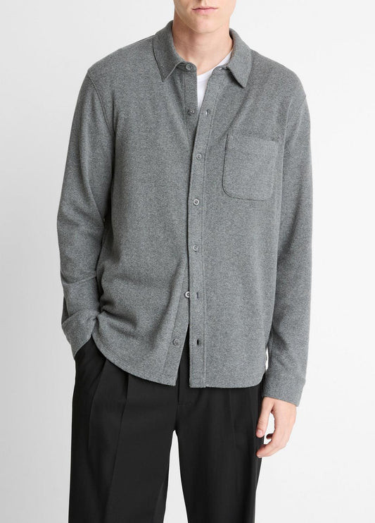 VINCE Latest - Knit Cotton-Blend Button-Front Shirt in Long Sleeve