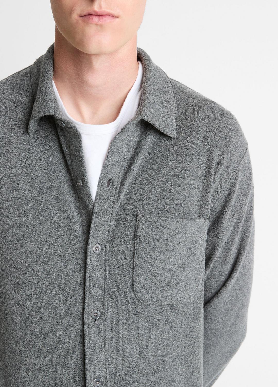 VINCE Latest - Knit Cotton-Blend Button-Front Shirt in Long Sleeve