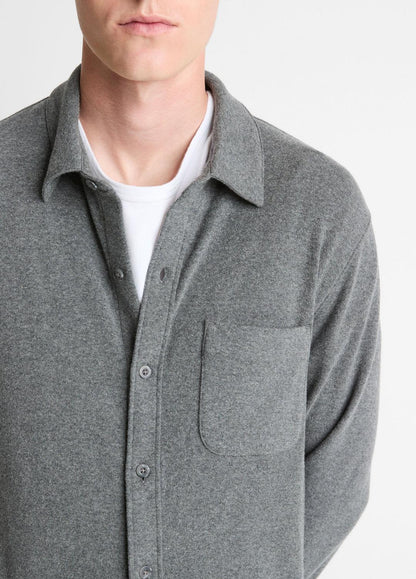 VINCE Latest - Knit Cotton-Blend Button-Front Shirt in Long Sleeve