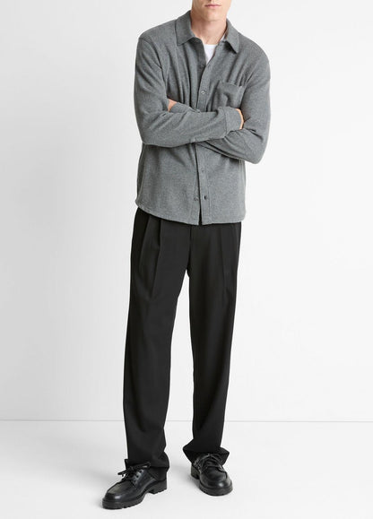 VINCE Latest - Knit Cotton-Blend Button-Front Shirt in Long Sleeve