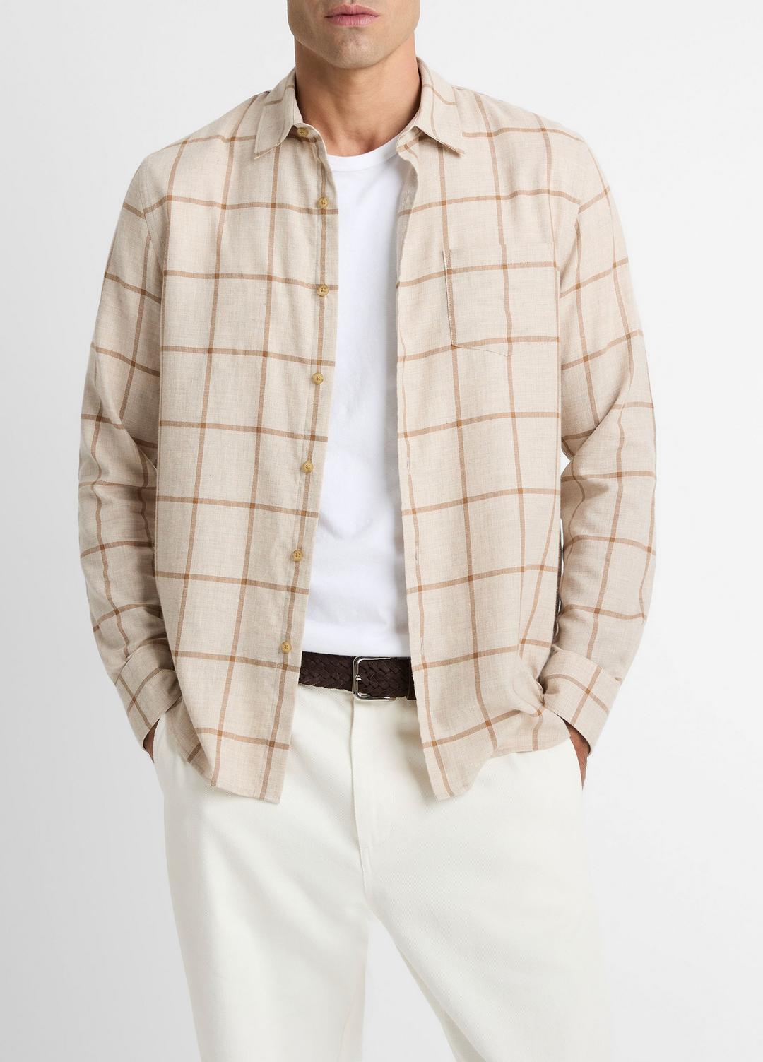 VINCE Special Offer - Rockery Plaid Cotton Button-Front Shirt in Long Sleeve