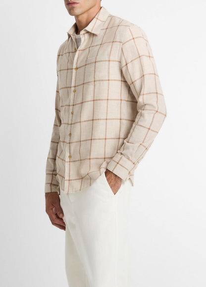 VINCE Special Offer - Rockery Plaid Cotton Button-Front Shirt in Long Sleeve