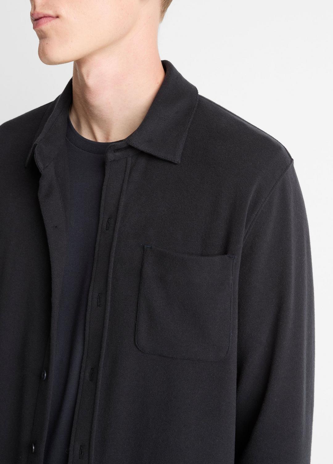 VINCE Essential - Knit Cotton-Blend Button-Front Shirt in Long Sleeve
