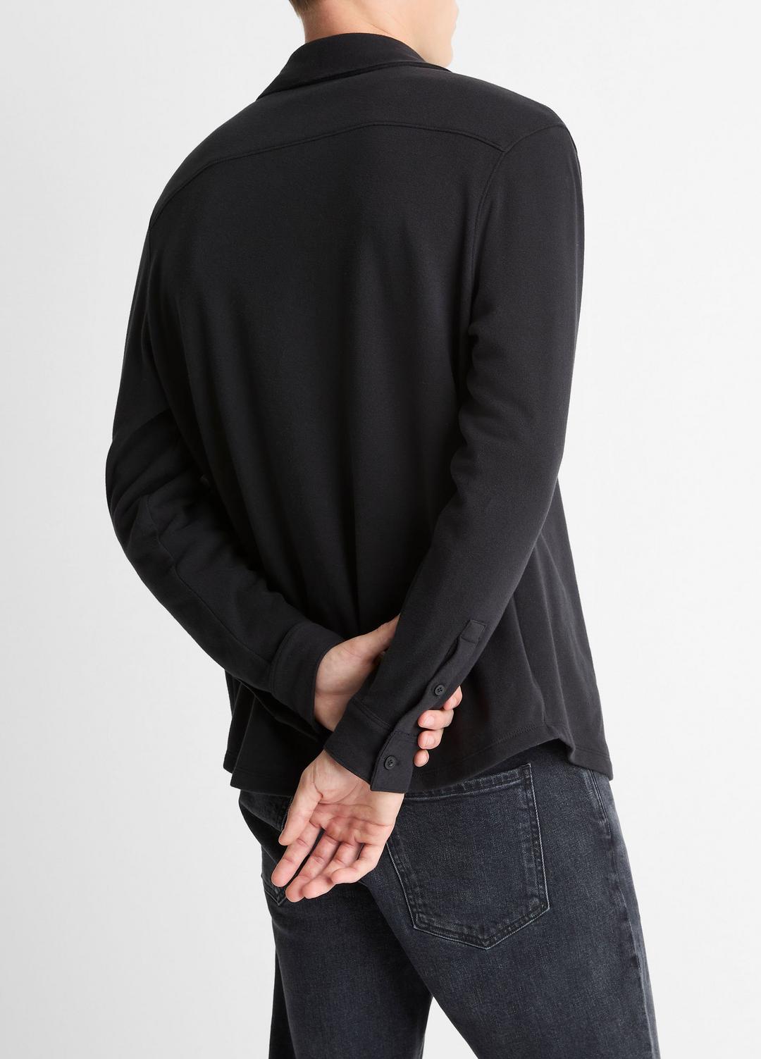 VINCE Essential - Knit Cotton-Blend Button-Front Shirt in Long Sleeve