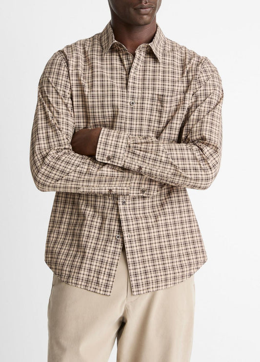 VINCE Best Price - Great Falls Plaid Cotton Button-Front Shirt in Long Sleeve