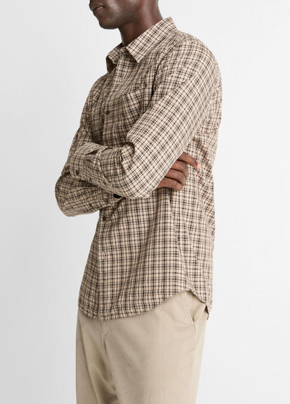 VINCE Best Price - Great Falls Plaid Cotton Button-Front Shirt in Long Sleeve