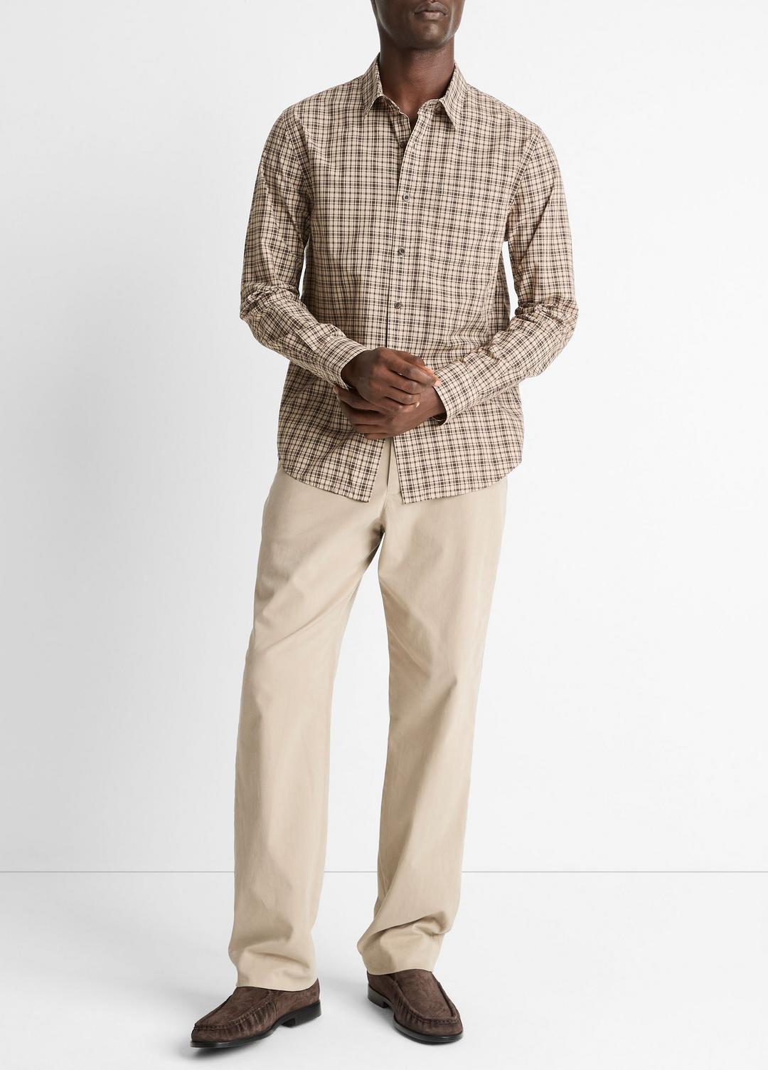 VINCE Best Price - Great Falls Plaid Cotton Button-Front Shirt in Long Sleeve
