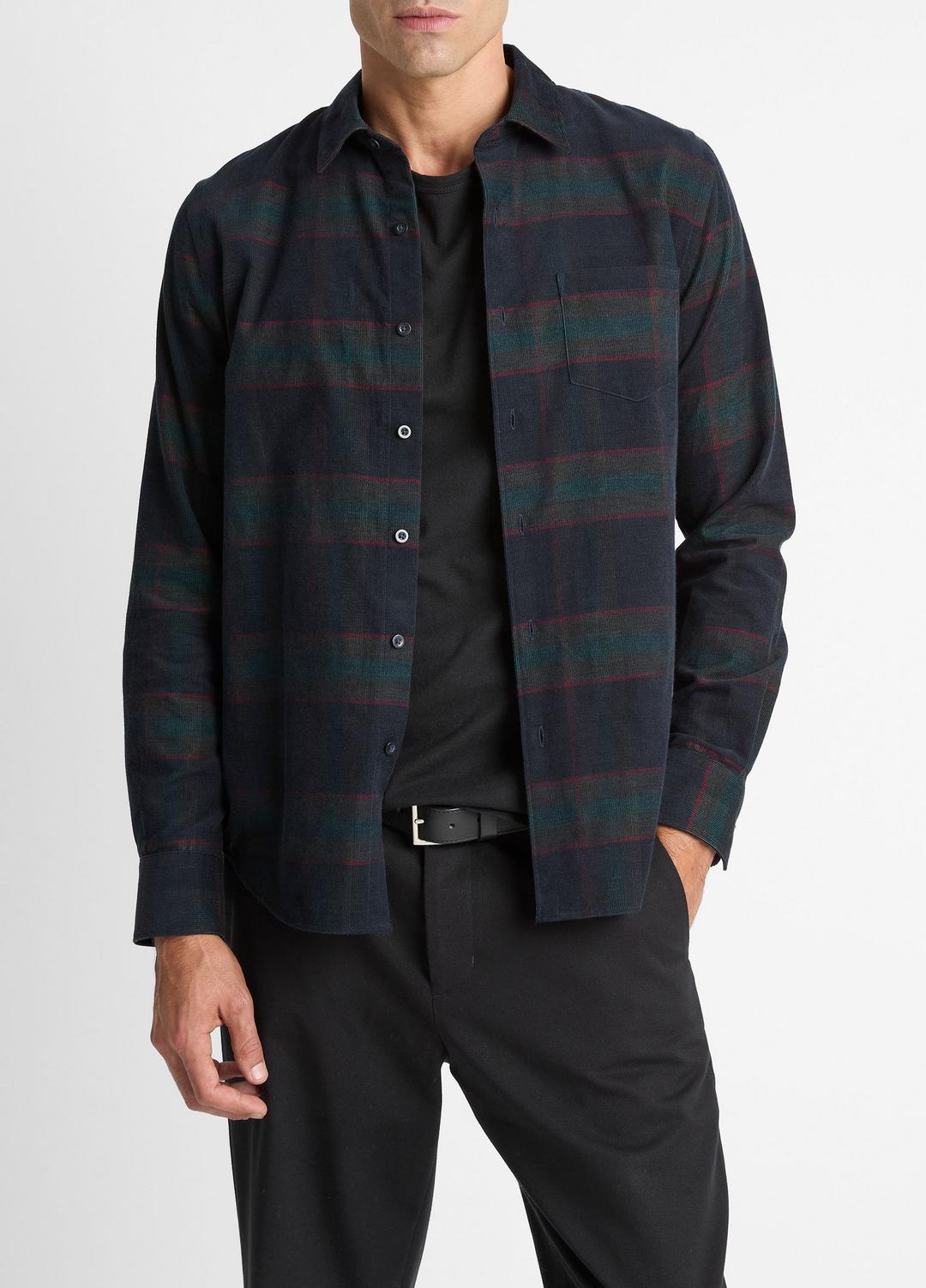 VINCE Essential - Holme Plaid Cotton Button-Front Shirt in Long Sleeve