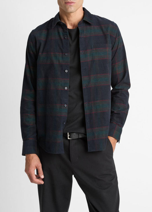 VINCE Essential - Holme Plaid Cotton Button-Front Shirt in Long Sleeve