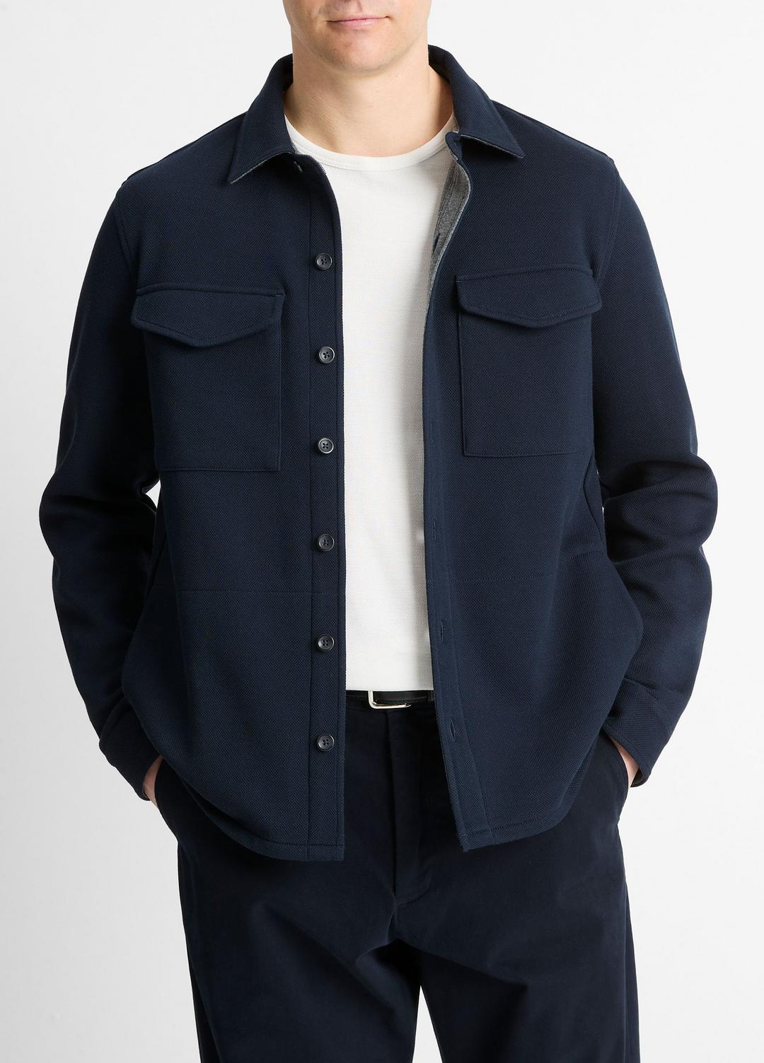 VINCE Smart Buy - Double-Knit Cotton-Blend Piqué Shirt Jacket in Shirt Jackets