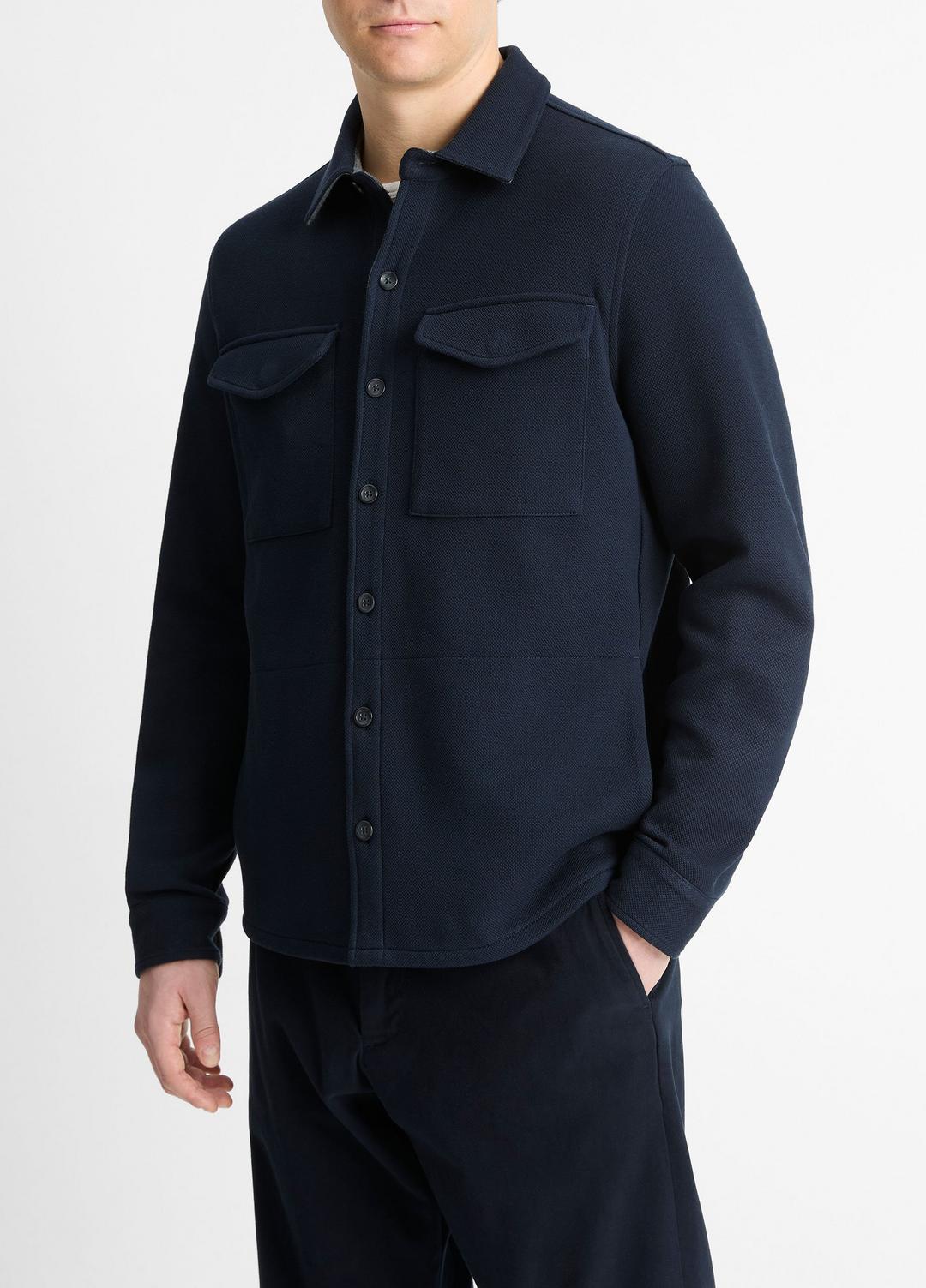 VINCE Smart Buy - Double-Knit Cotton-Blend Piqué Shirt Jacket in Shirt Jackets