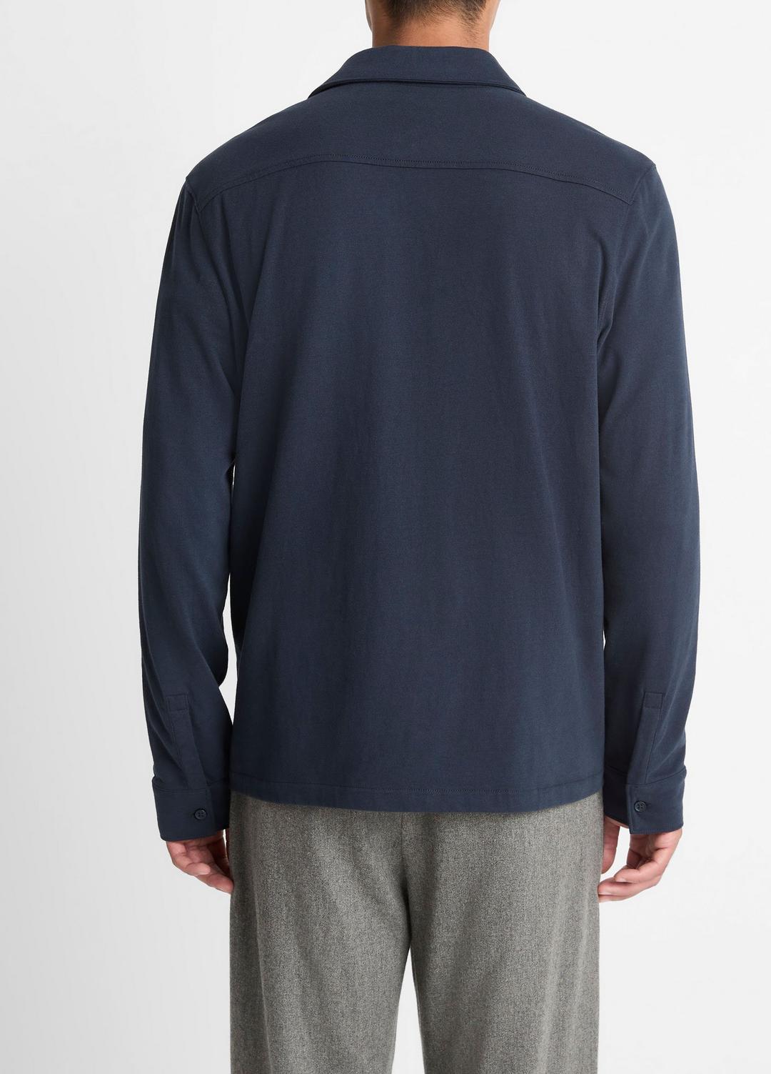 VINCE Trusted - Sueded Cotton Jersey Button-Front Shirt in Long Sleeve