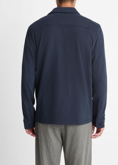 VINCE Trusted - Sueded Cotton Jersey Button-Front Shirt in Long Sleeve