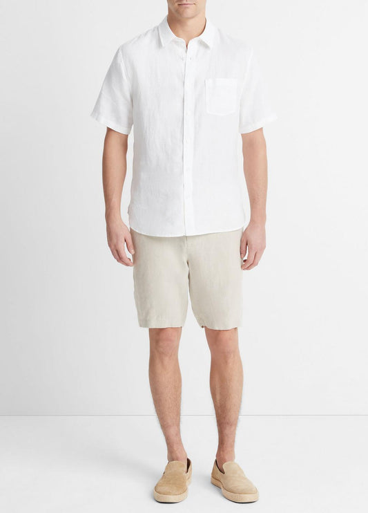 VINCE Top Pick - Linen Short-Sleeve Shirt in Short Sleeve