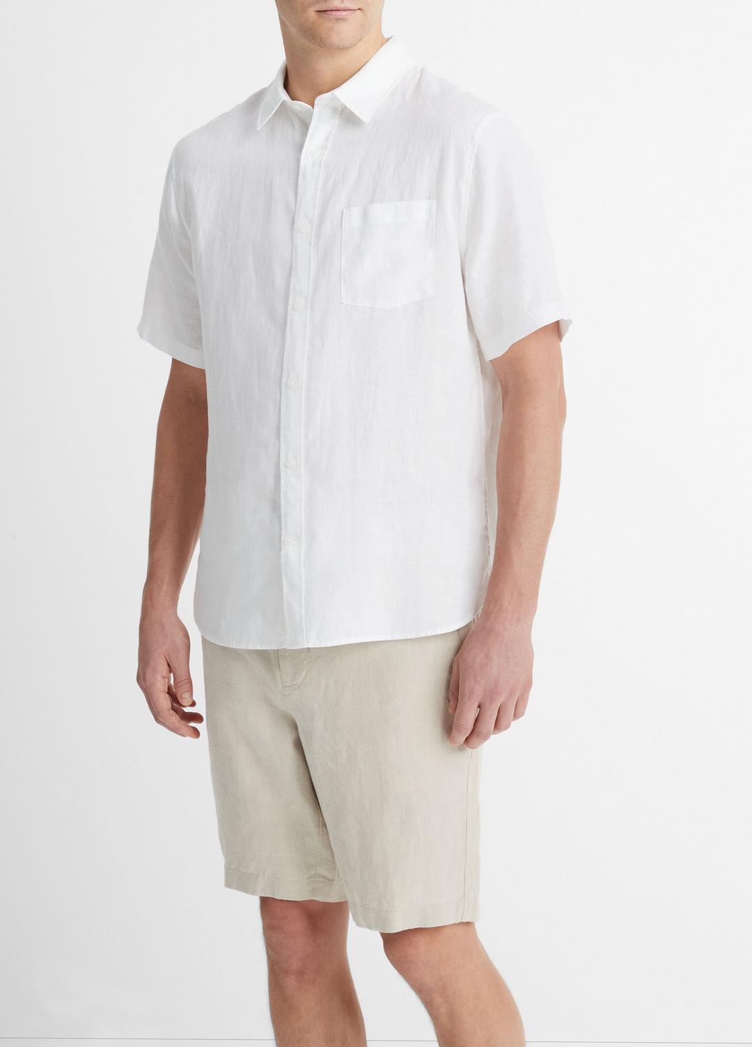VINCE Top Pick - Linen Short-Sleeve Shirt in Short Sleeve