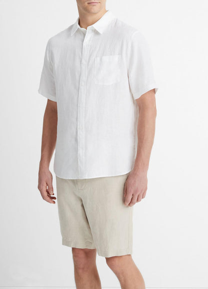VINCE Top Pick - Linen Short-Sleeve Shirt in Short Sleeve