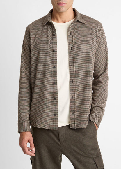 VINCE Trusted - Houndstooth Cotton-Blend Button-Front Shirt in Long Sleeve