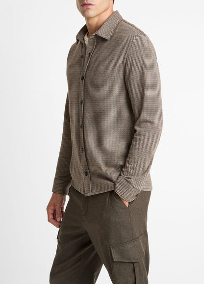 VINCE Trusted - Houndstooth Cotton-Blend Button-Front Shirt in Long Sleeve