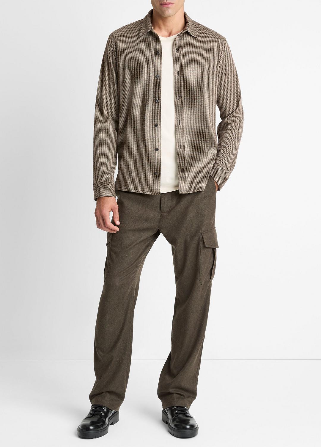 VINCE Trusted - Houndstooth Cotton-Blend Button-Front Shirt in Long Sleeve