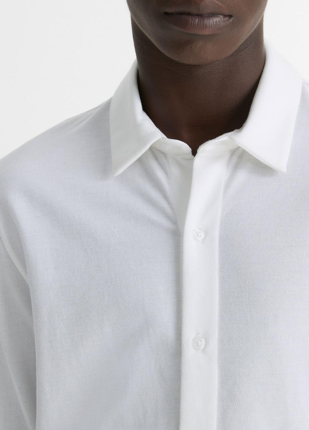 VINCE Exclusive - Cotton Piqué Button-Front Shirt in Long Sleeve